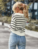 Striped Sweater Soft Comfortable Thermal Top Casual - Nioor