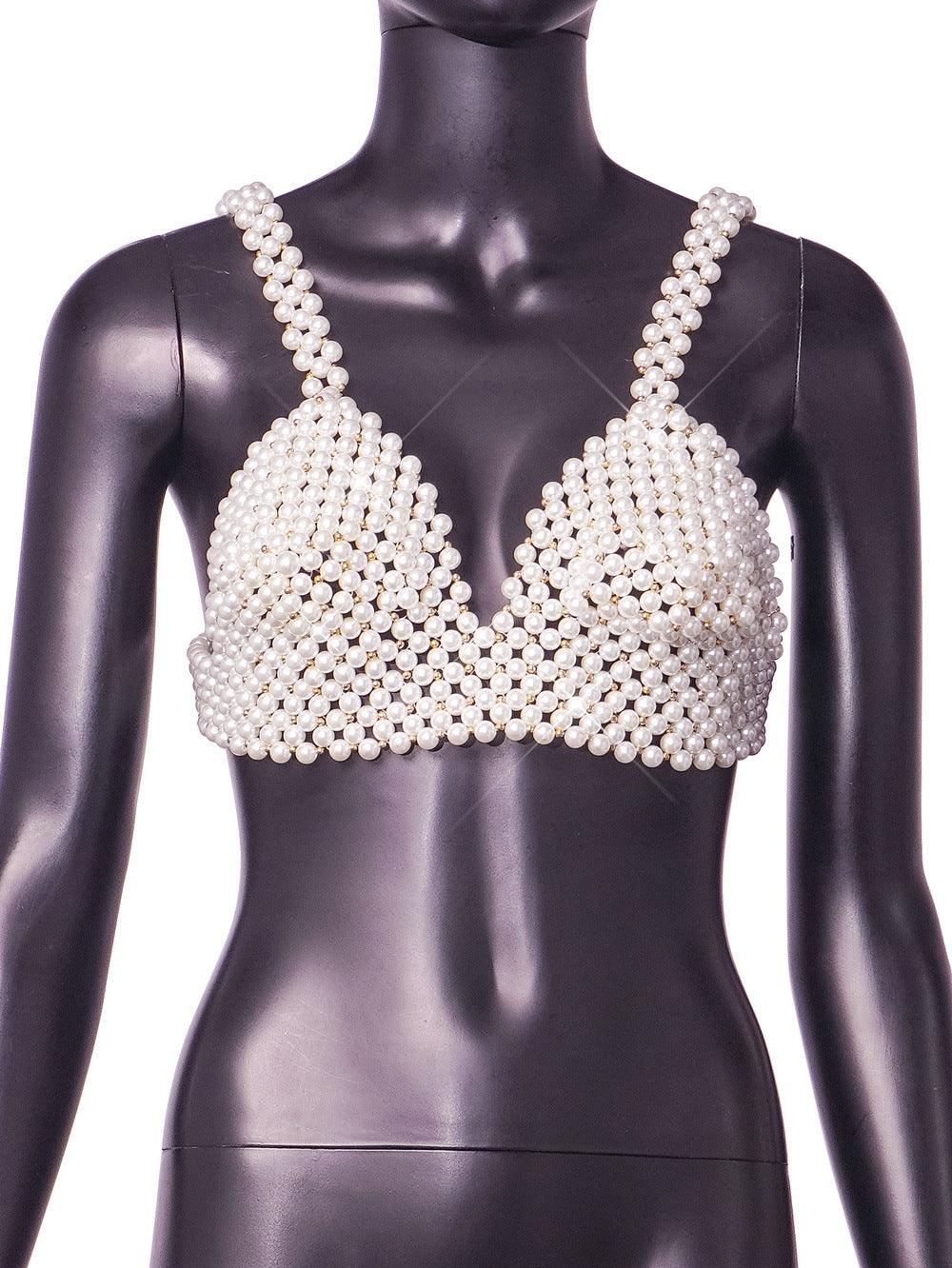 Summer European Pearl Bandeau Sling Vest - Nioor