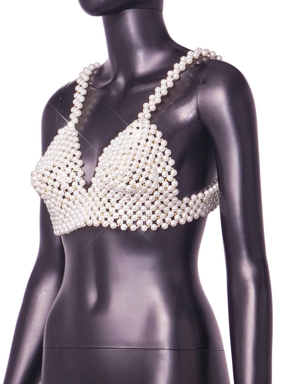 Summer European Pearl Bandeau Sling Vest - Nioor