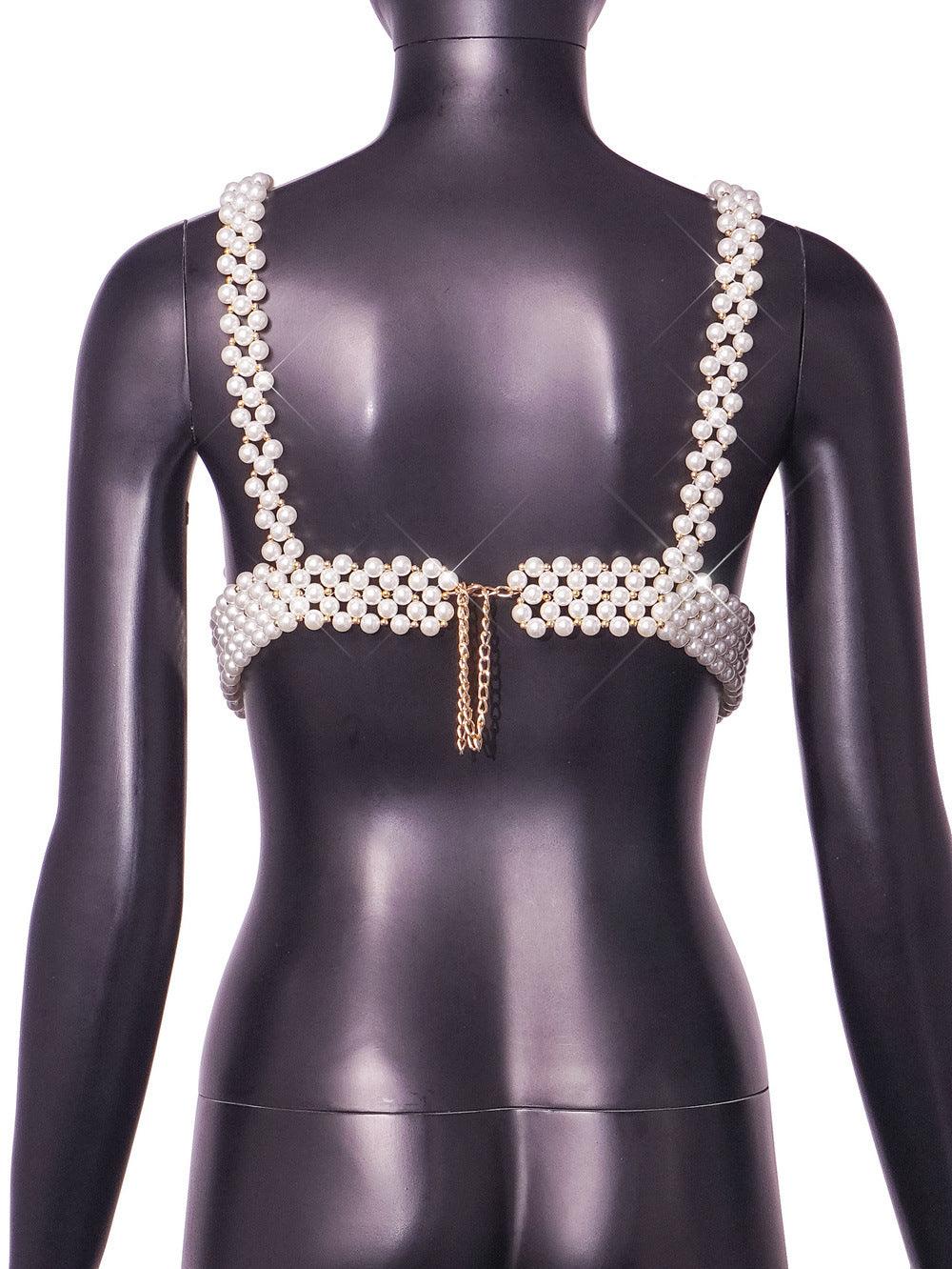 Summer European Pearl Bandeau Sling Vest - Nioor