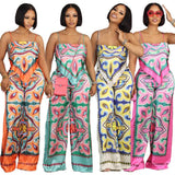 Summer Fashion Printing Sexy Camisole Plus Straight-leg Pants Leisure Suit - Nioor