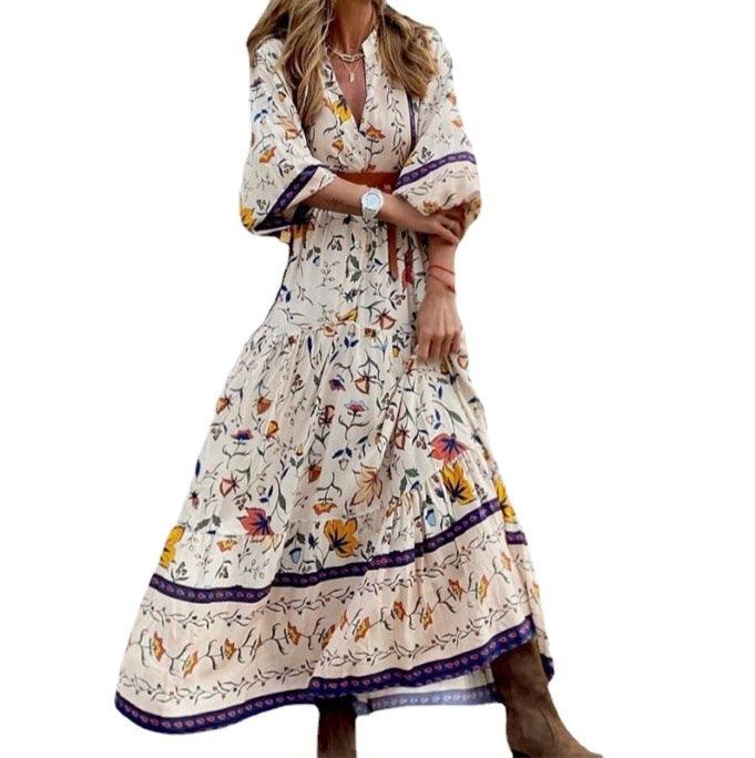 Summer Fashion Women's Bohemian Printed Long Dress - Nioor