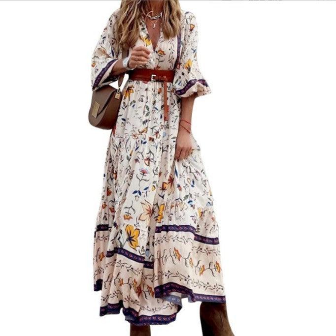 Summer Fashion Women's Bohemian Printed Long Dress - Nioor