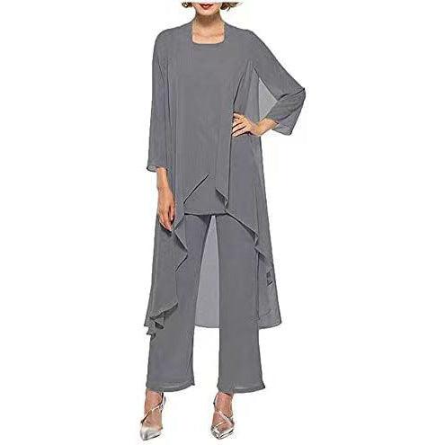 Summer New Chiffon Cardigan Fashion Slim Fit Slimming Mom's Three-piece Suit - Nioor