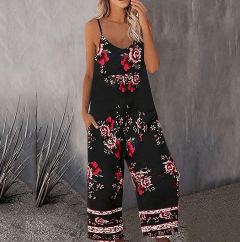 Summer New Style Cross-border Foreign Trade Printed Pocket Casual Jumpsuit - Nioor