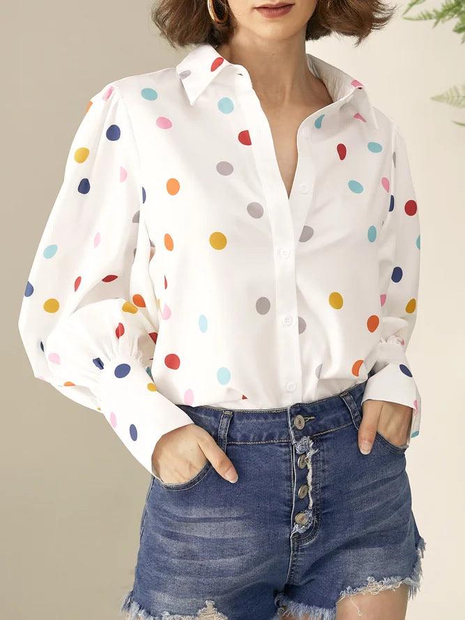 Summer Printed Lantern Sleeve Fashion Shirt - Nioor