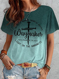 Summer Short Sleeve T-shirt Cross And Letter Print Tops Women - Nioor