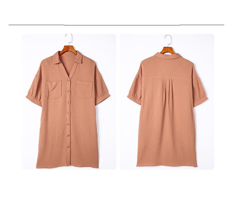 Summer Solid Color Thin Puff Sleeve Dress Women - Nioor