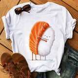 Summer Women Cute Sushi Hug Short Sleeve T-shirts - Nioor