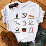 Summer Women Cute Sushi Hug Short Sleeve T-shirts - Nioor