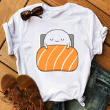 Summer Women Cute Sushi Hug Short Sleeve T-shirts - Nioor