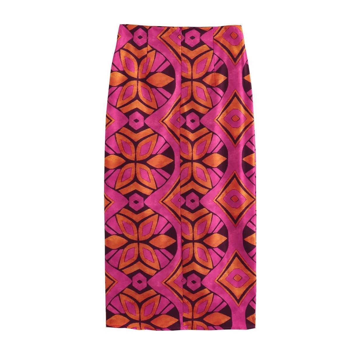 Summer Women's Asymmetric Printed Top Skirt - Nioor