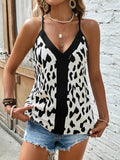 Summer Women's Leopard Print Stitching Spaghetti-strap Camisole Top - Nioor