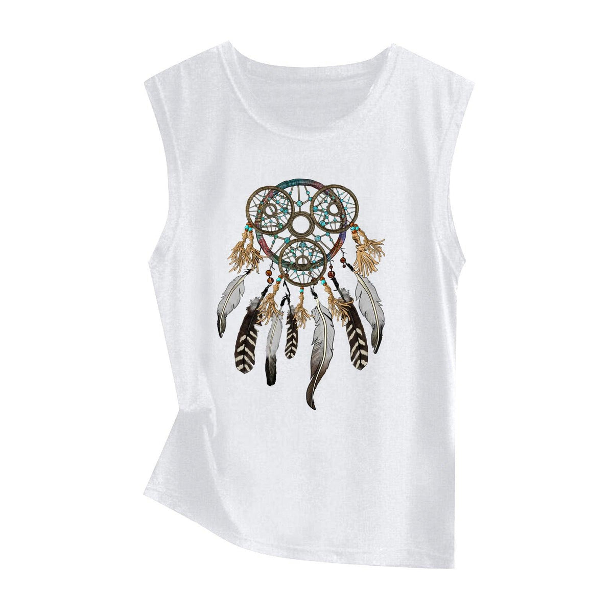 Sunflower Print Sleeveless Women's Vest Butterfly Top - Nioor