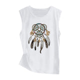 Sunflower Print Sleeveless Women's Vest Butterfly Top - Nioor