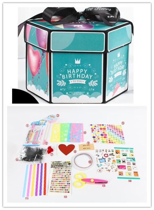 Surprise Explosion Box DIY Handmade Scrapbook Photo Album Gift Box for Valentine Gift - Nioor