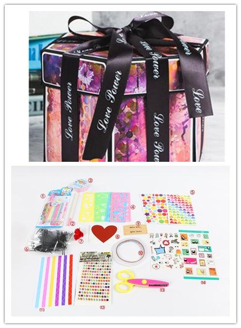 Surprise Explosion Box DIY Handmade Scrapbook Photo Album Gift Box for Valentine Gift - Nioor