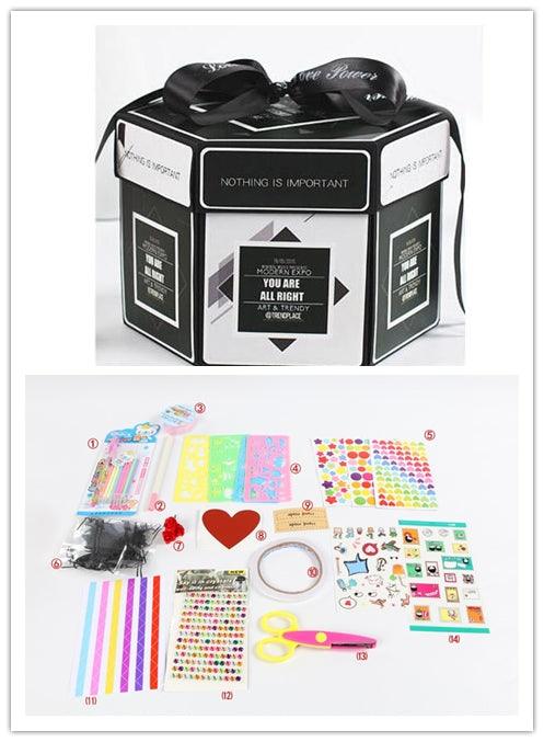 Surprise Explosion Box DIY Handmade Scrapbook Photo Album Gift Box for Valentine Gift - Nioor