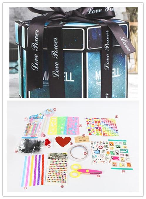 Surprise Explosion Box DIY Handmade Scrapbook Photo Album Gift Box for Valentine Gift - Nioor