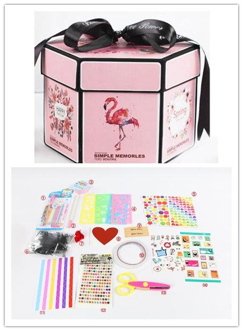 Surprise Explosion Box DIY Handmade Scrapbook Photo Album Gift Box for Valentine Gift - Nioor