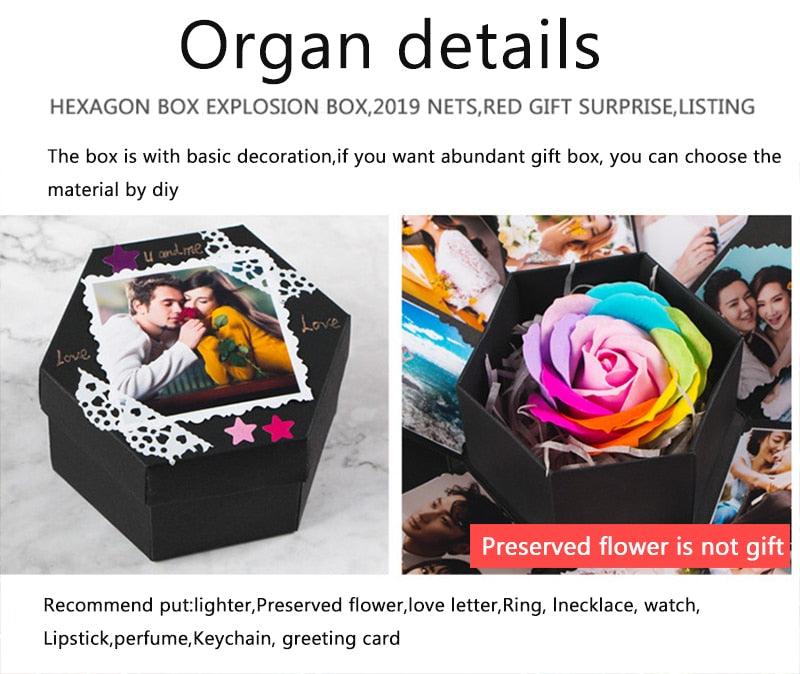 Surprise Explosion Box DIY Handmade Scrapbook Photo Album Gift Box for Valentine Gift - Nioor