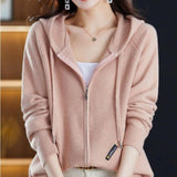 Sweater Cardigan Hooded Outer Tops Loose Casual Zipper Knitted Coat - Nioor