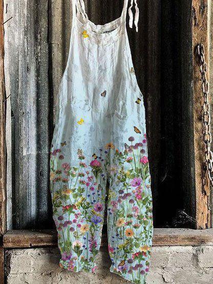 Sweet Little Print Retro Wide-leg Women's Jumpsuit - Nioor