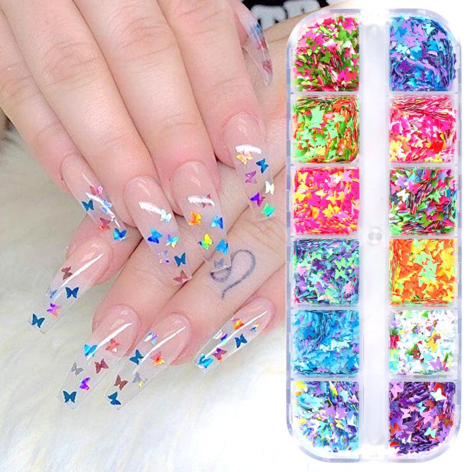 Symphony butterfly sequin nail decoration - Nioor