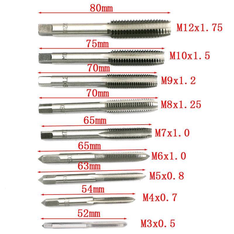 Tap And Die Set Hand Tap Hardware Tool Wrench Wrench Metric Tap Set - Nioor