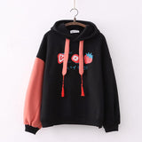 Tassel Hooded Plush And Thick Pullover Sweater - Nioor