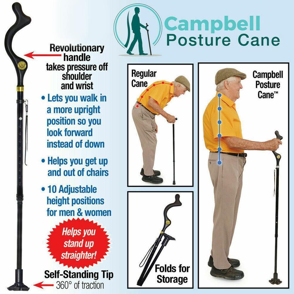 Telescopic Stick Stool Folding Handle Walking Stick - Nioor