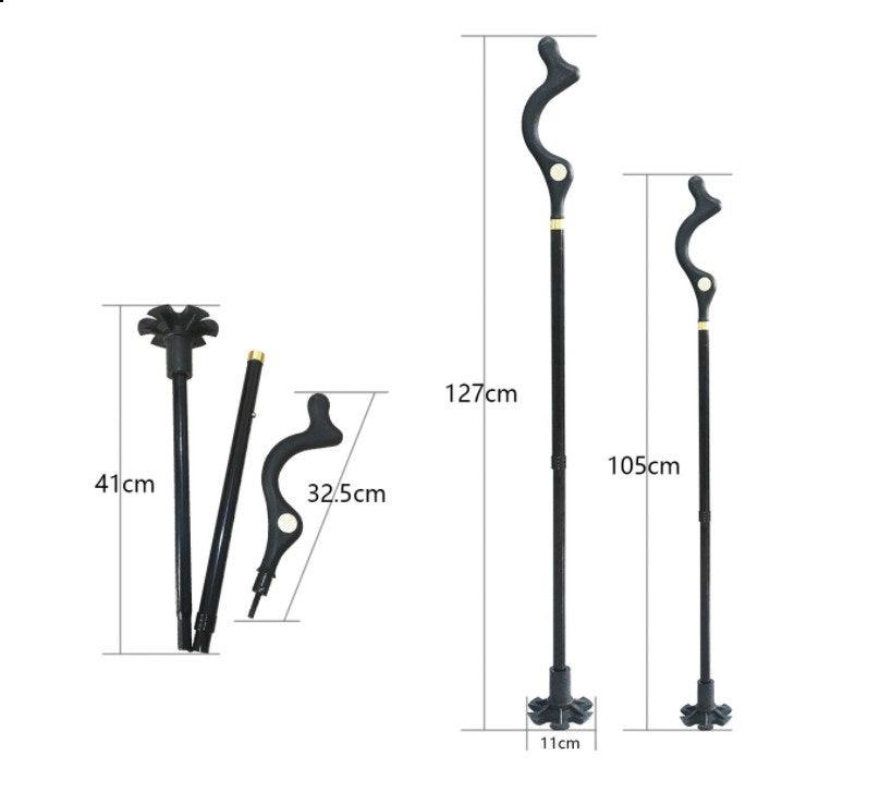 Telescopic Stick Stool Folding Handle Walking Stick - Nioor