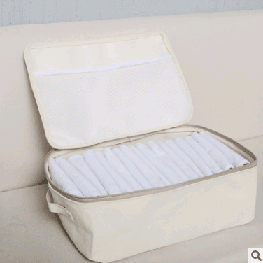 Thick canvas storage box clothes finishing storage bag with cover zipper quilt storage bag - Nioor