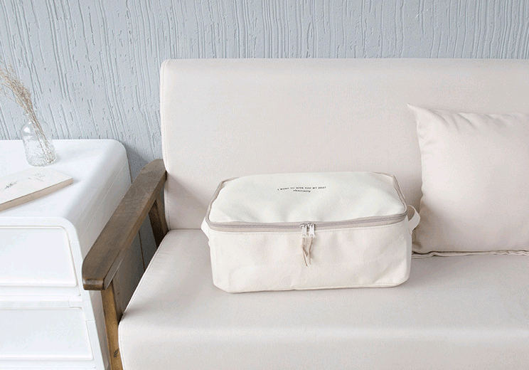 Thick canvas storage box clothes finishing storage bag with cover zipper quilt storage bag - Nioor