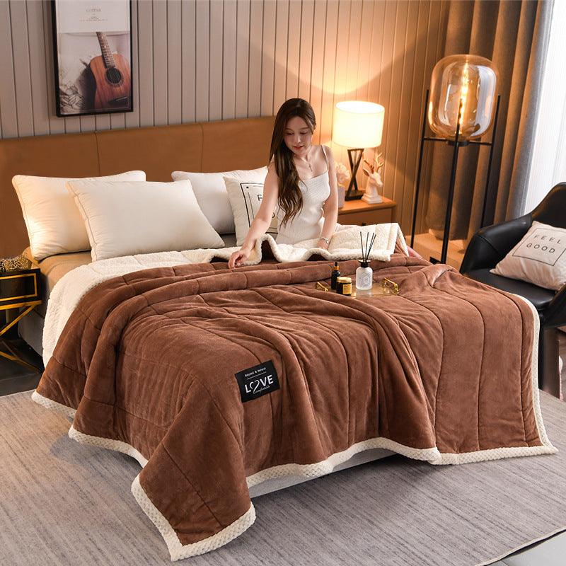 Thick Warm Winter Bed Blankets Wool Blanket Bedspread - Nioor