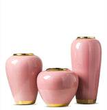 Three Modern Hand-painted Porcelain Vases With Gold-plated Glazed Flowers - Nioor