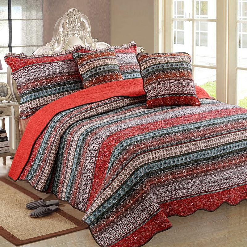 Three piece set of cotton and linen style cotton wash quilt - Nioor