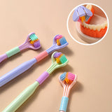 Three-sided Macaron Soft Bristle Toothbrush Care Safety Toothbrush Teeth Deep Cleaning Portable Travel - Nioor