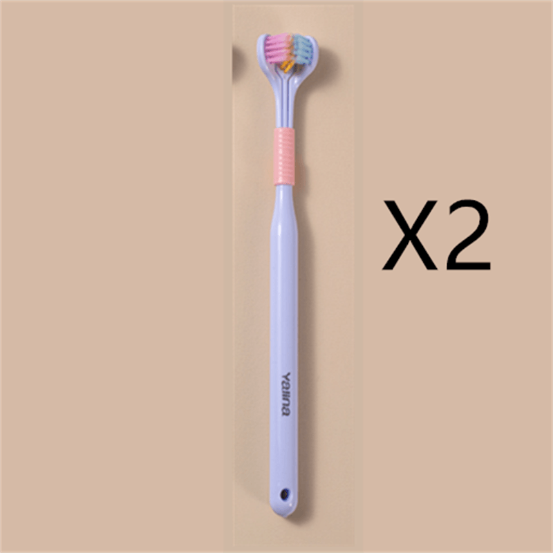 Three-sided Macaron Soft Bristle Toothbrush Care Safety Toothbrush Teeth Deep Cleaning Portable Travel - Nioor