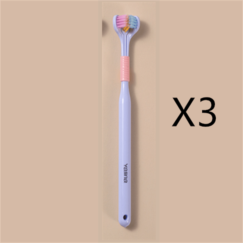 Three-sided Macaron Soft Bristle Toothbrush Care Safety Toothbrush Teeth Deep Cleaning Portable Travel - Nioor