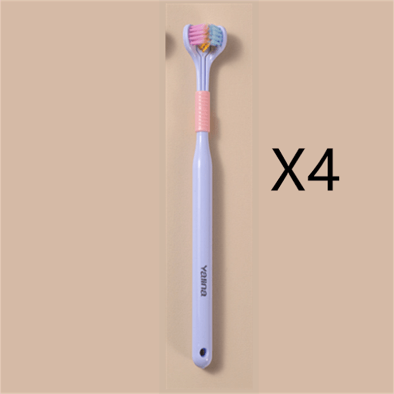 Three-sided Macaron Soft Bristle Toothbrush Care Safety Toothbrush Teeth Deep Cleaning Portable Travel - Nioor