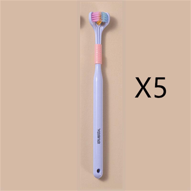 Three-sided Macaron Soft Bristle Toothbrush Care Safety Toothbrush Teeth Deep Cleaning Portable Travel - Nioor