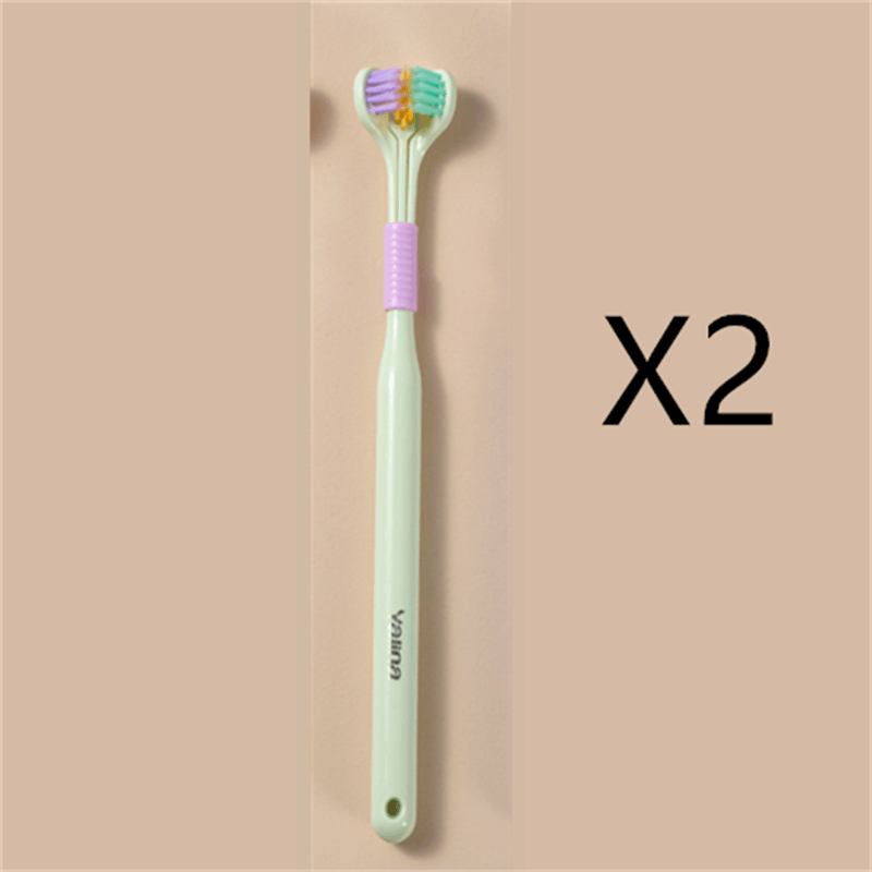 Three-sided Macaron Soft Bristle Toothbrush Care Safety Toothbrush Teeth Deep Cleaning Portable Travel - Nioor