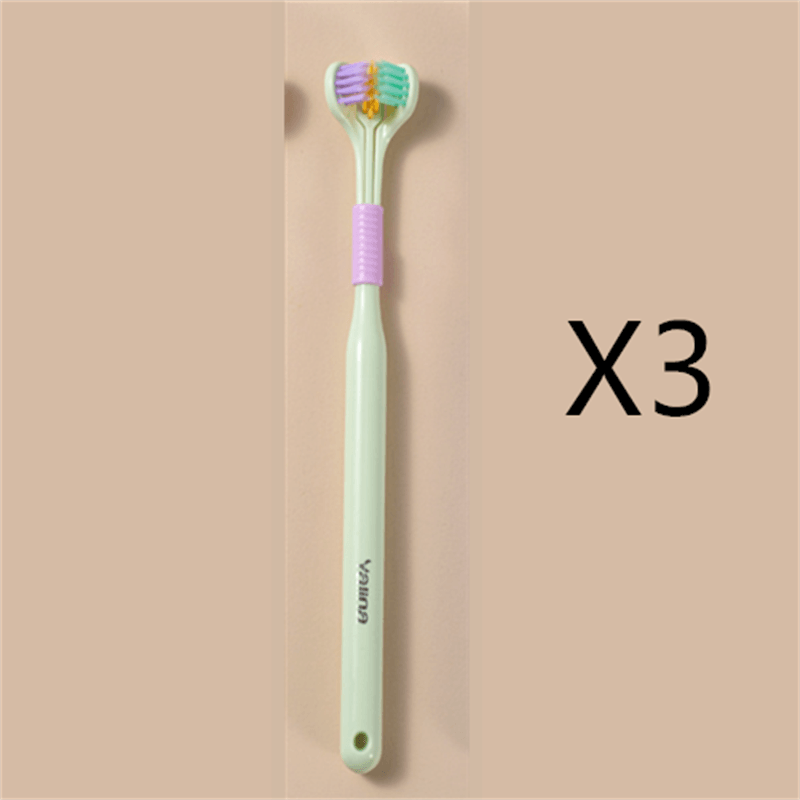 Three-sided Macaron Soft Bristle Toothbrush Care Safety Toothbrush Teeth Deep Cleaning Portable Travel - Nioor