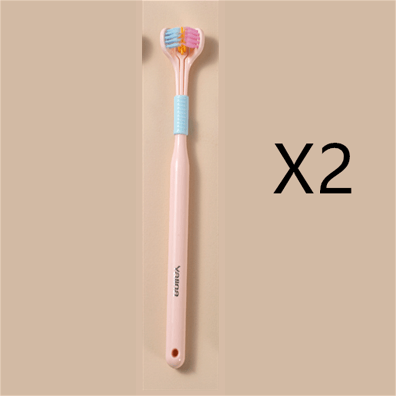 Three-sided Macaron Soft Bristle Toothbrush Care Safety Toothbrush Teeth Deep Cleaning Portable Travel - Nioor