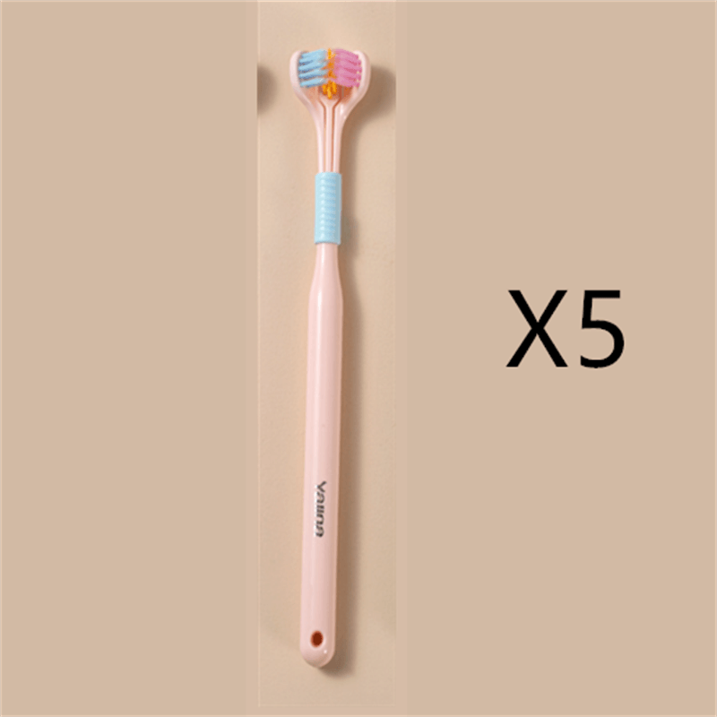 Three-sided Macaron Soft Bristle Toothbrush Care Safety Toothbrush Teeth Deep Cleaning Portable Travel - Nioor