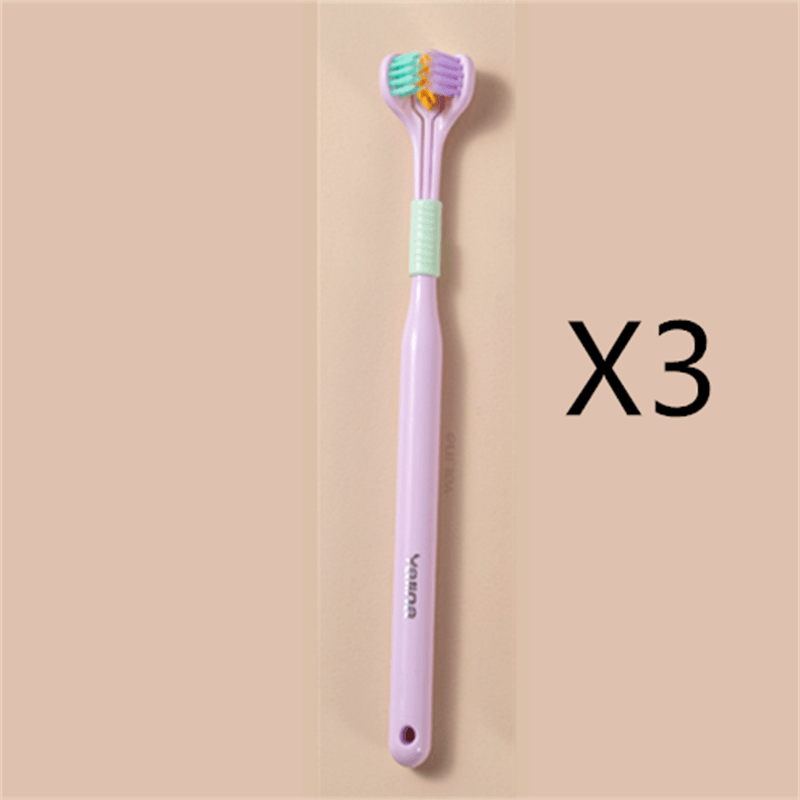 Three-sided Macaron Soft Bristle Toothbrush Care Safety Toothbrush Teeth Deep Cleaning Portable Travel - Nioor