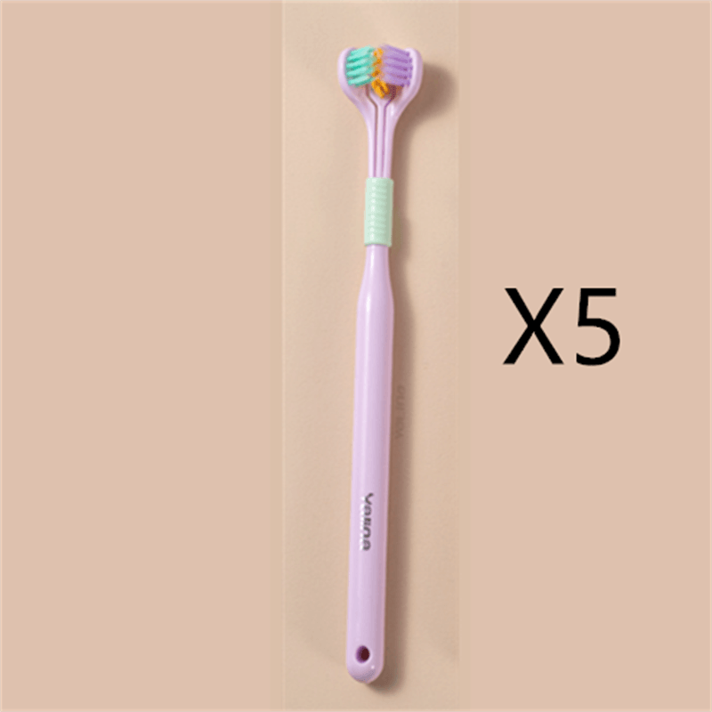 Three-sided Macaron Soft Bristle Toothbrush Care Safety Toothbrush Teeth Deep Cleaning Portable Travel - Nioor