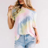 Tie-dye Gradient Rainbow T-shirt Women's Clothing - Nioor