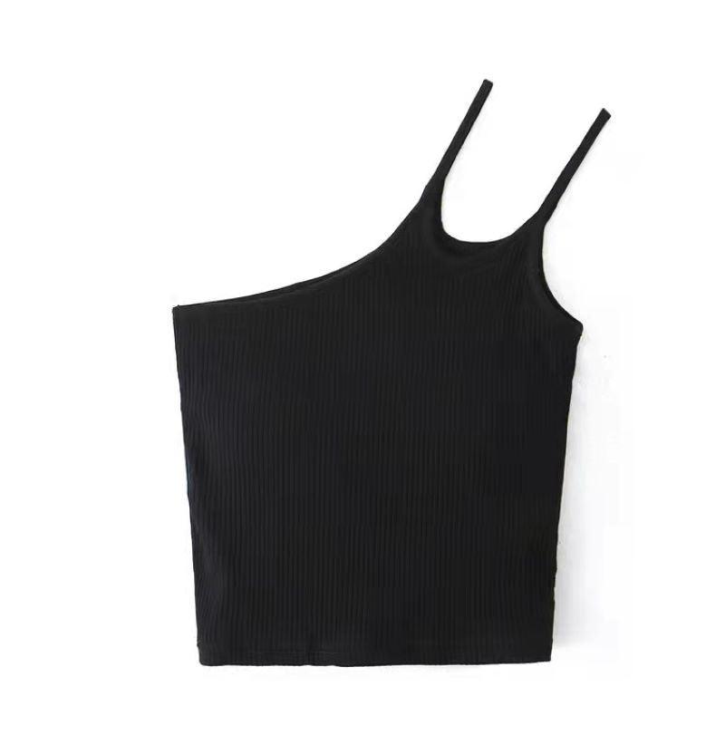 Tight-fitting Short Crop Inside Take Oblique Shoulder Back Center Female Outer Wear Suspender Top - Nioor